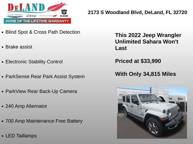 Used 2022 Jeep Wrangler Unlimited Sahara w/ LED Lighting Group image 4