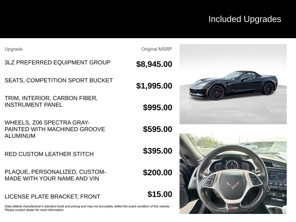 Used 2016 Chevrolet Corvette Z06 w/ 3LZ Preferred Equipment Group RWD image 7