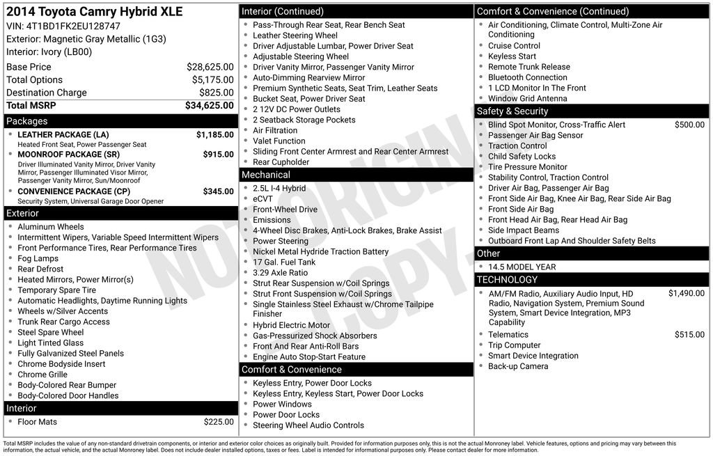 Used 2014 Toyota Camry XLE w/ Leather Package FWD image 34