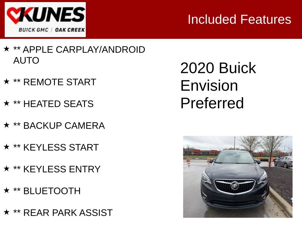 Used 2020 Buick Envision Preferred w/ LPO, Cargo Package FWD image 2