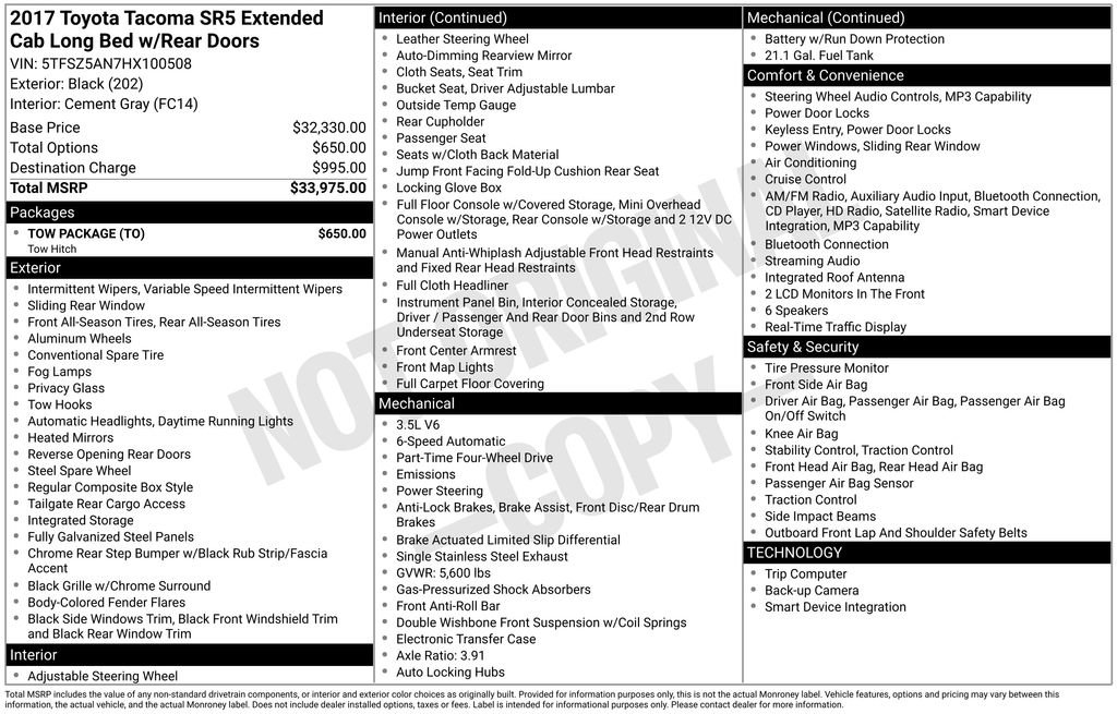 Used 2017 Toyota Tacoma SR5 w/ Tow Package image 7