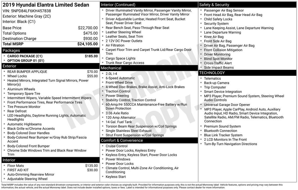 Used 2019 Hyundai Elantra Limited w/ Cargo Package FWD image 12
