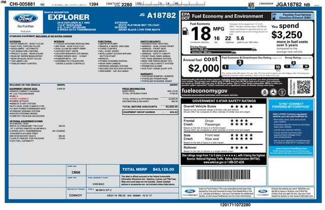 Used 2018 Ford Explorer XLT w/ Equipment Group 202A image 43