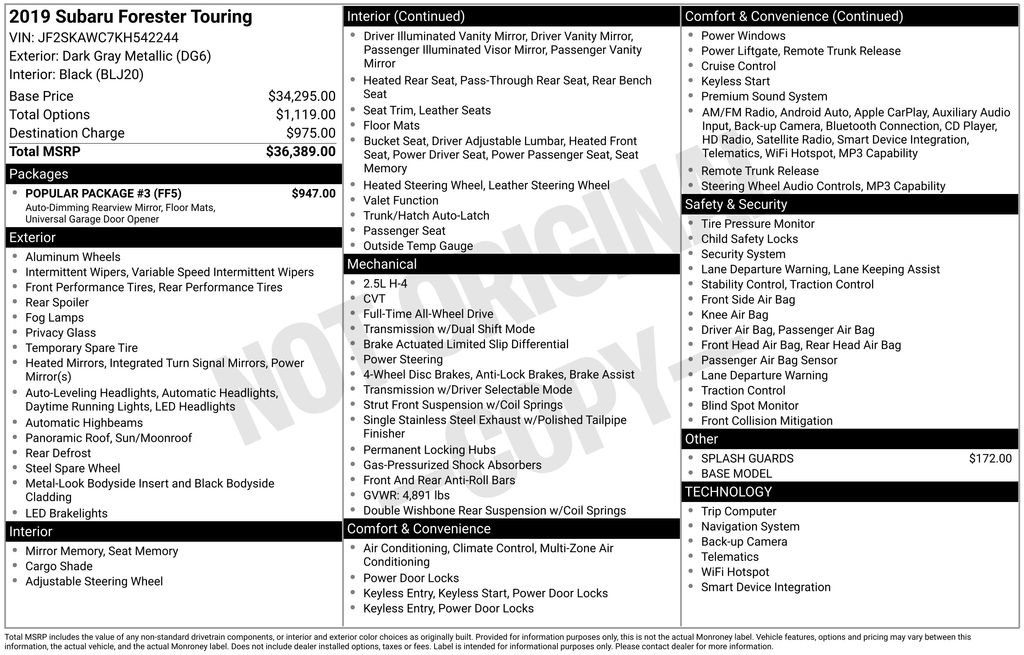 Used 2019 Subaru Forester Touring w/ Popular Package #3 image 4