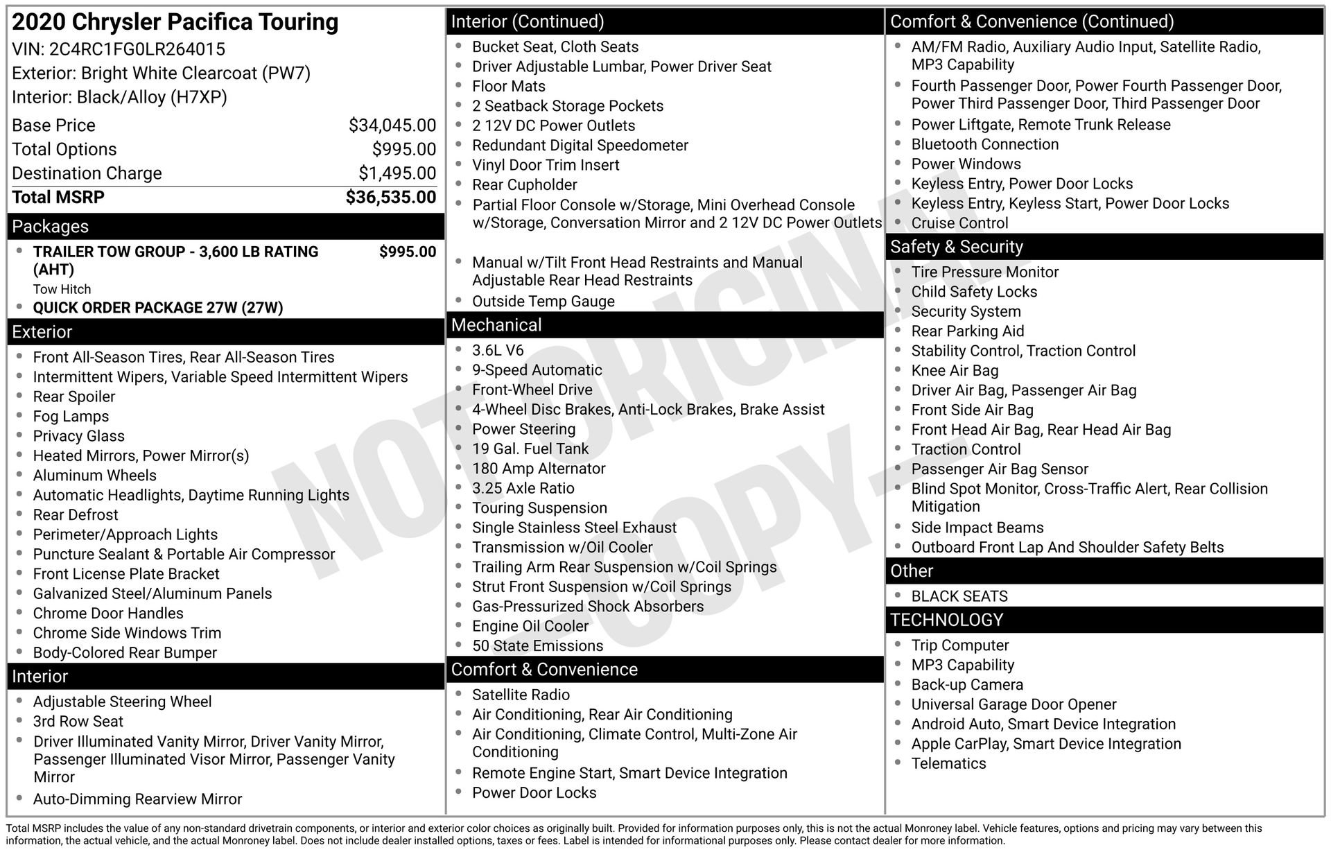 Used 2020 Chrysler Pacifica Touring image 1