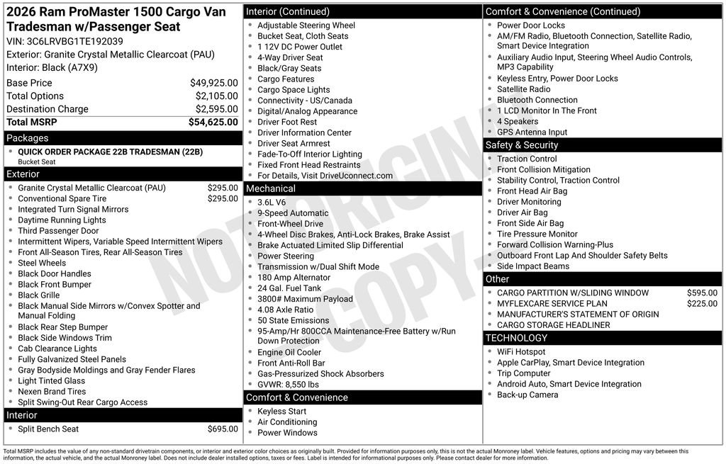 New 2026 RAM ProMaster 1500 FWD image 9