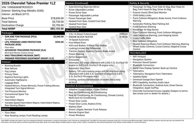 New 2026 Chevrolet Tahoe Premier w/ Sun And Tow Package AWD/4WD image 33