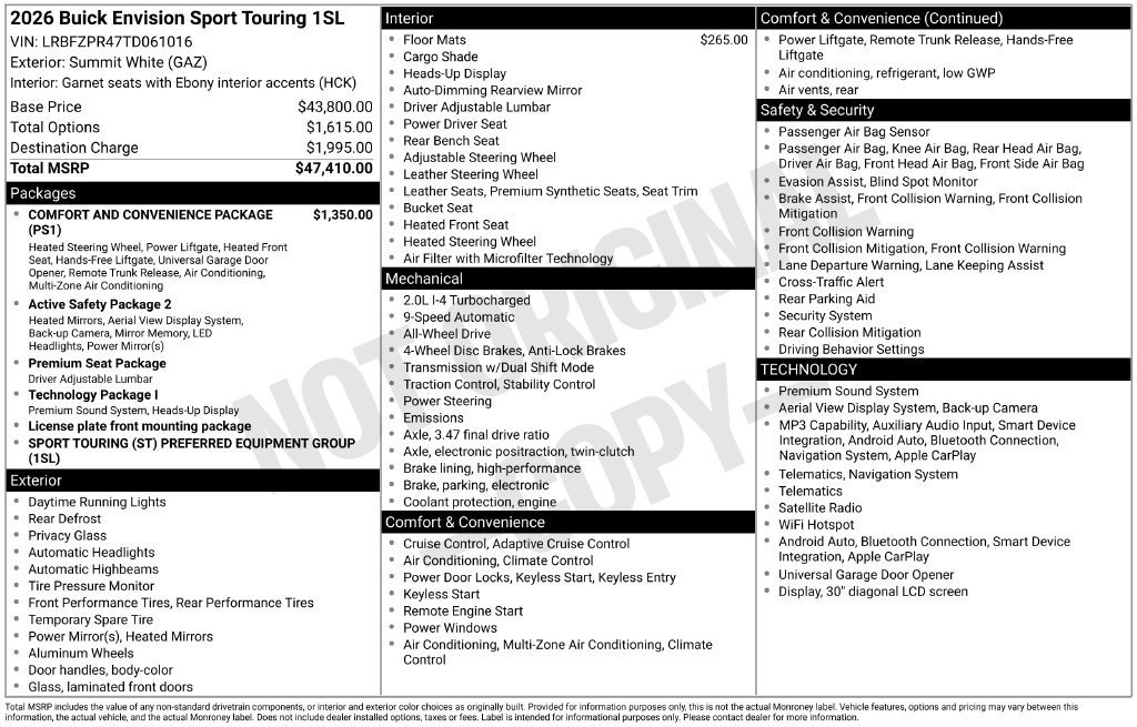 New 2026 Buick Envision Sport Touring AWD/4WD image 4