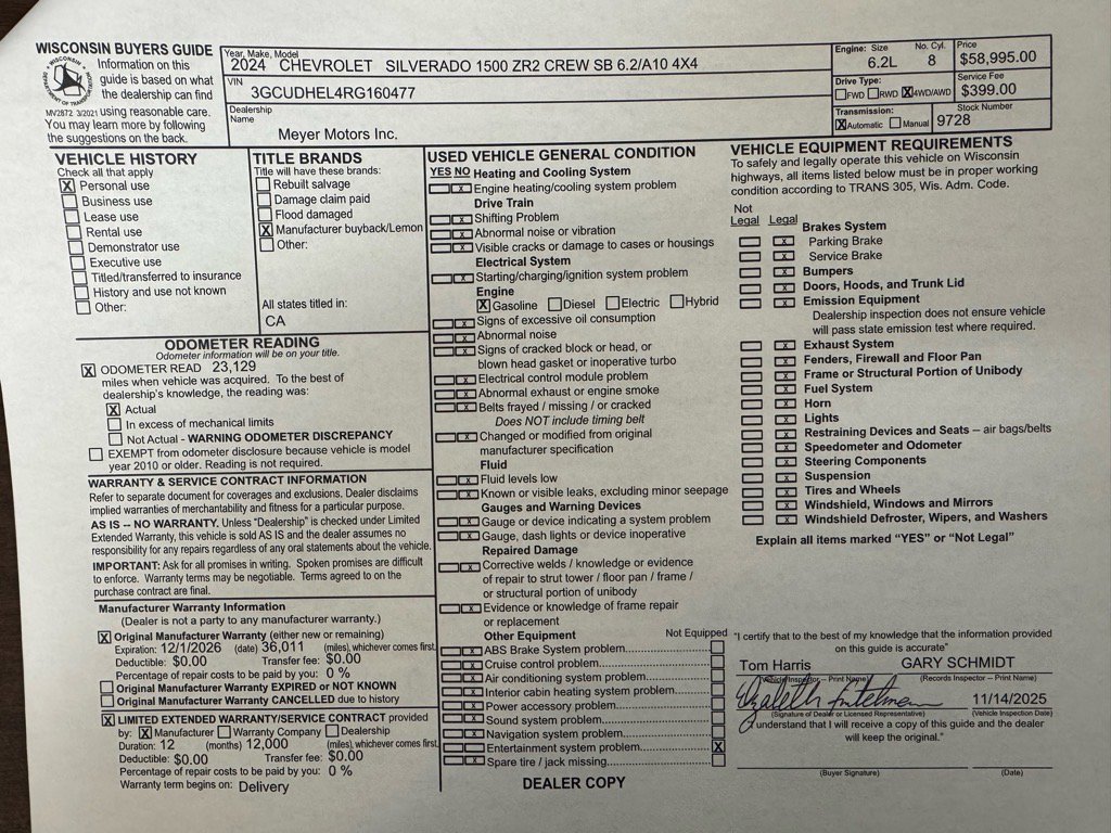 Used 2024 Chevrolet Silverado 1500 ZR2 w/ Technology Package image 30