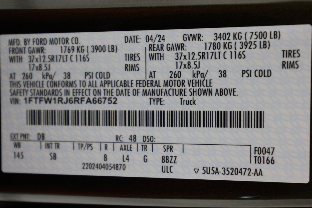 Used 2024 Ford F150 Raptor w/ Equipment Group 803A Raptor R image 59