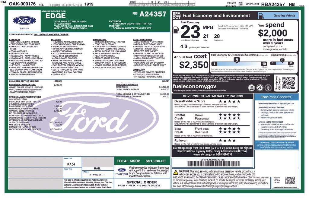 Certified 2024 Ford Edge Titanium w/ Titanium Elite Package image 25