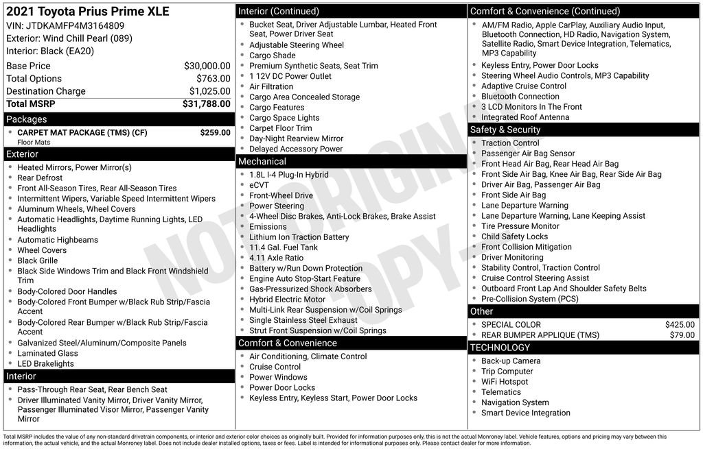 Used 2021 Toyota Prius Prime XLE w/ Carpet Mat Package (TMS) image 7