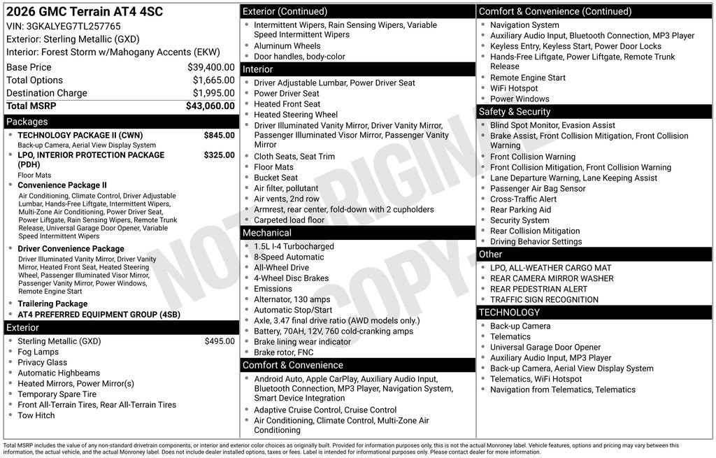 New 2026 GMC Terrain AT4 w/ Technology Package II AWD/4WD image 41