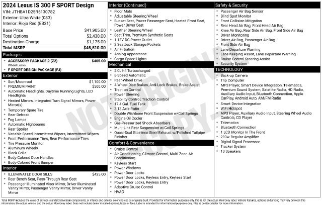 Used 2024 Lexus IS 300 F Sport w/ Accessory Package 2 RWD image 7