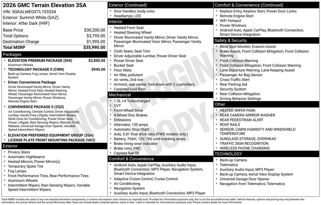 New 2026 GMC Terrain Elevation w/ Elevation Premium Package FWD image 6
