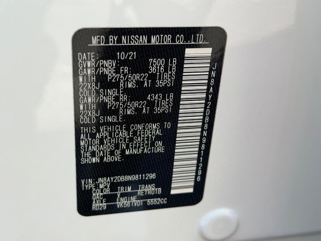 Used 2022 Nissan Armada Platinum w/ Captain's Chairs Package AWD/4WD image 26