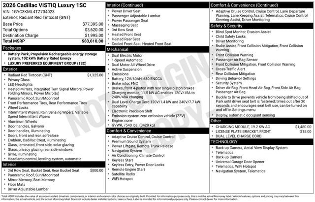 New 2026 Cadillac Vistiq Premium Luxury AWD/4WD image 31