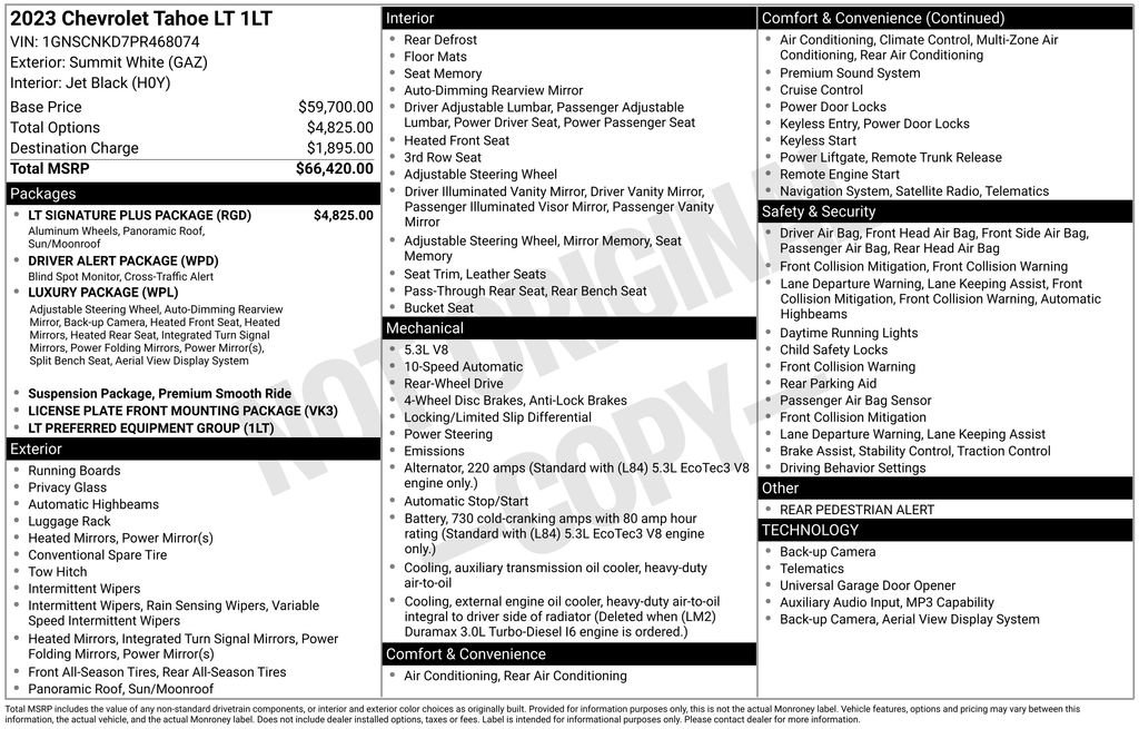 Used 2023 Chevrolet Tahoe LT w/ LT Signature Plus Package RWD image 3
