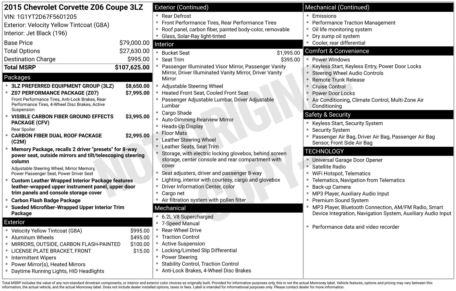 Used 2015 Chevrolet Corvette Z06 w/ 3LZ Preferred Equipment Group RWD image 67