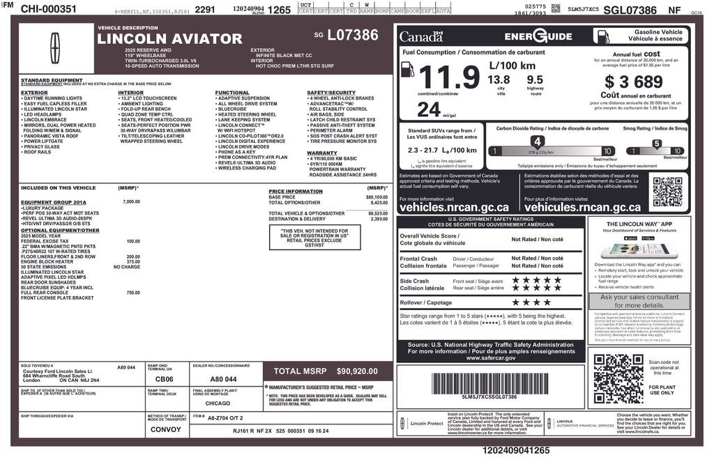 Used 2025 Lincoln Aviator Reserve w/ Equipment Group 201A image 26