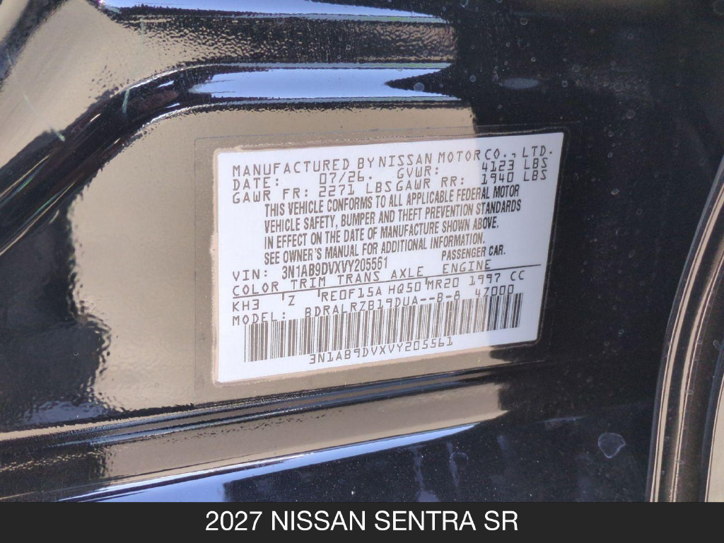 New 2027 Nissan Sentra SR w/ Floor Mat Package FWD image 24