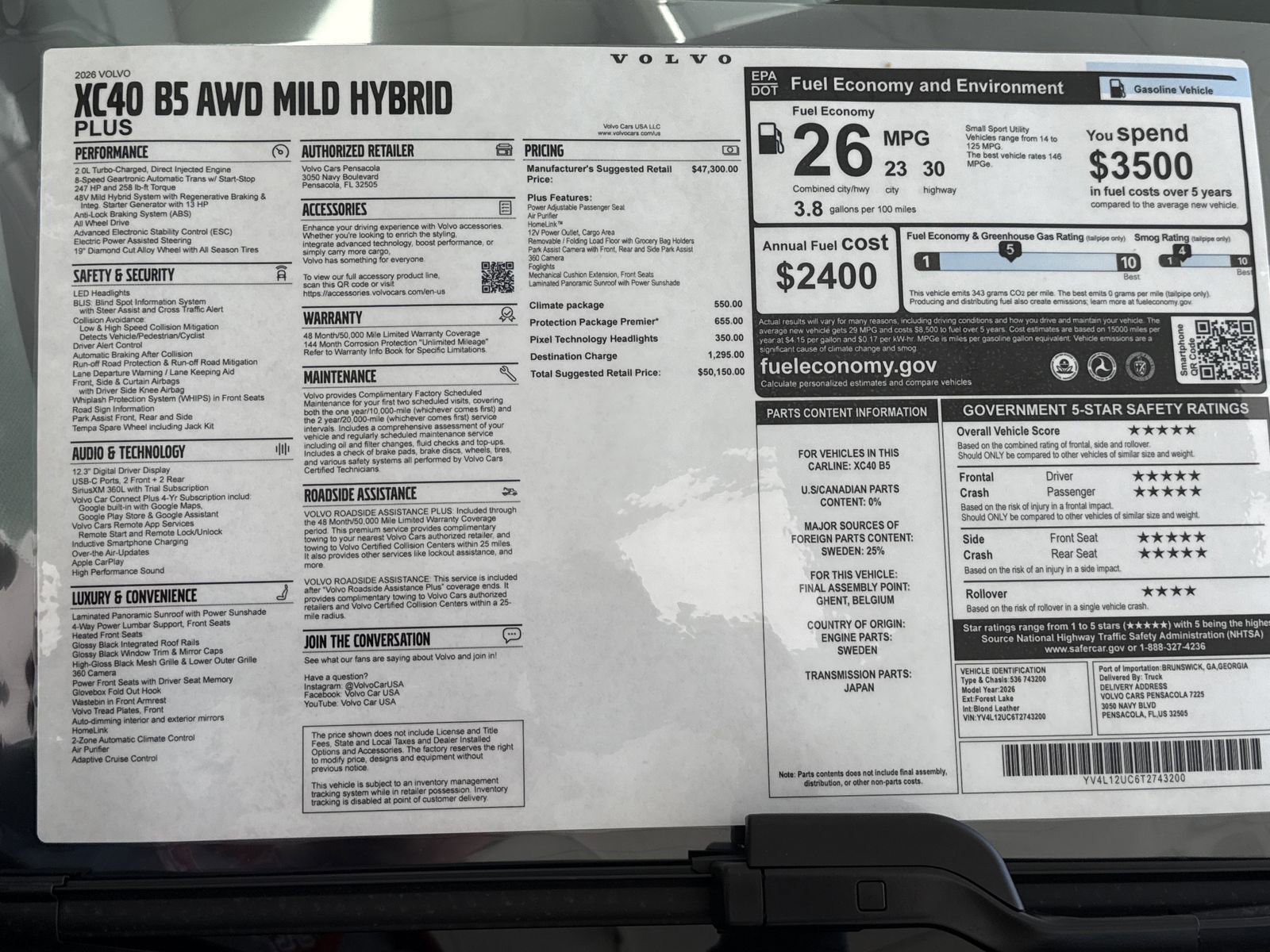 New 2026 Volvo XC40 B5 Plus w/ Protection Package Premier image 29