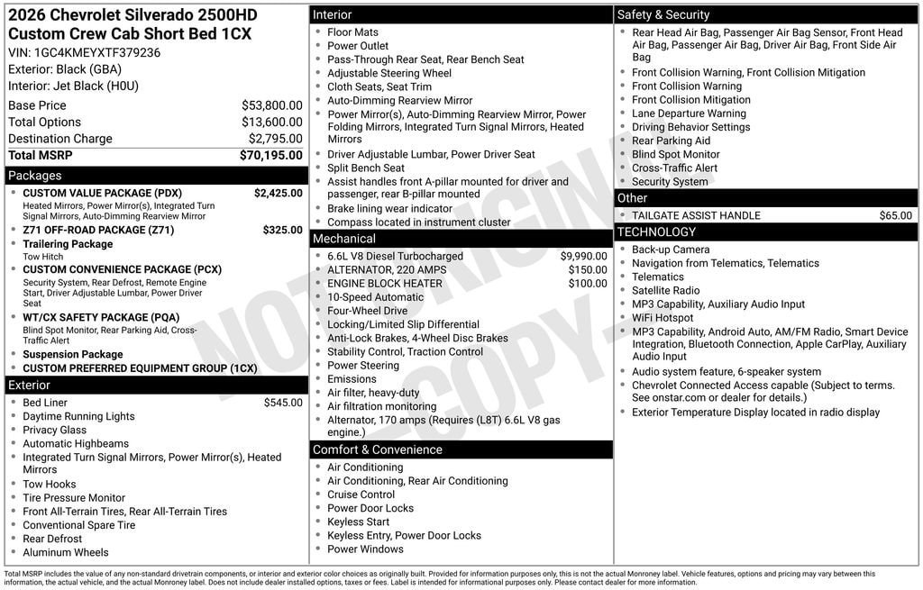 New 2026 Chevrolet Silverado 2500 Custom w/ Custom Value Package AWD/4WD image 25