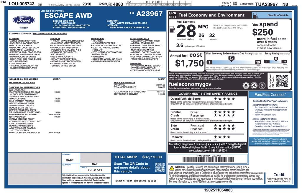 New 2026 Ford Escape ST-Line w/ Tech Pack #1 AWD/4WD image 13