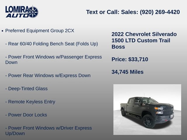 Used 2022 Chevrolet Silverado 1500 Custom Trail Boss w/ Safety Confidence Package AWD/4WD image 8