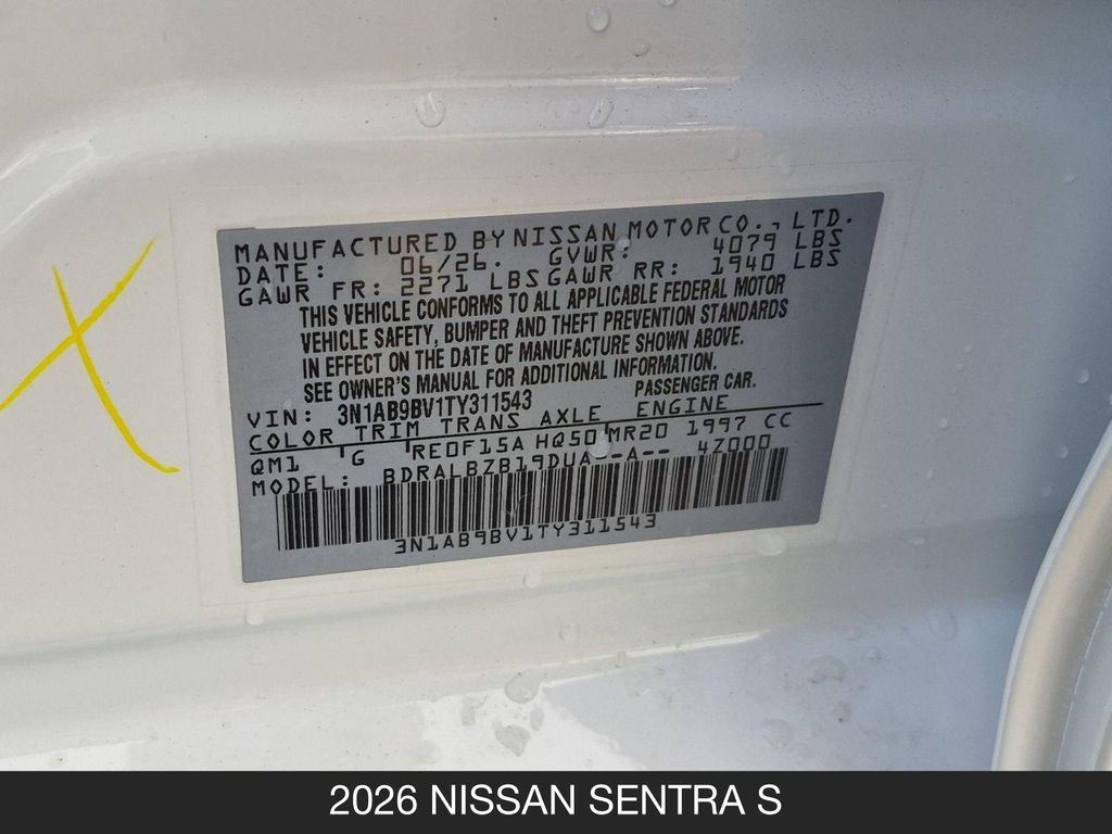 New 2026 Nissan Sentra S w/ S Cold Weather Package FWD image 26