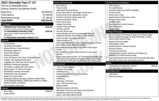 Used 2021 Chevrolet Trax LT w/ Premium Seat Package AWD/4WD image 3