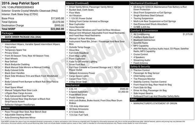 Used 2016 Jeep Patriot Sport FWD image 32