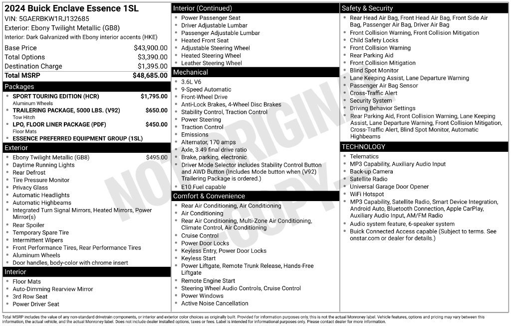 Used 2024 Buick Enclave Essence w/ Sport Touring Edition FWD image 24