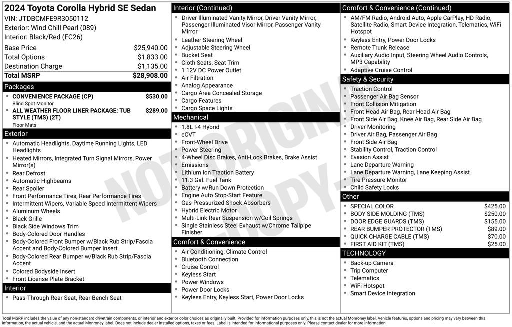 Used 2024 Toyota Corolla SE w/ Convenience Package FWD image 3