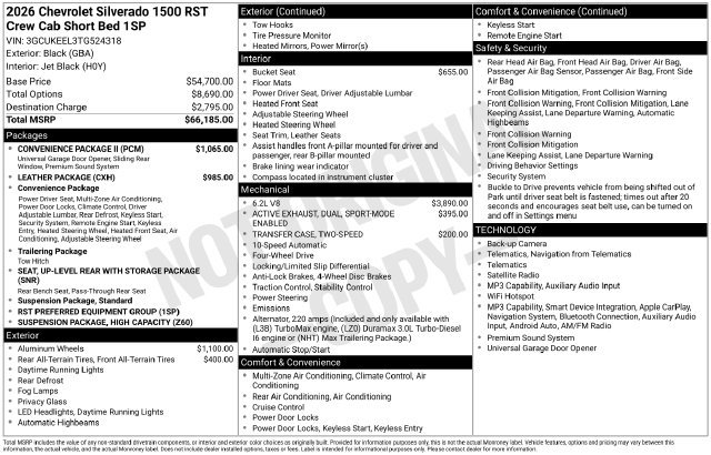 New 2026 Chevrolet Silverado 1500 RST w/ Convenience Package II AWD/4WD image 5