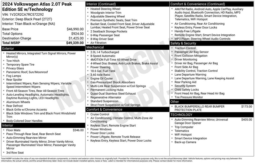 Used 2024 Volkswagen Atlas Peak Edition SE image 36