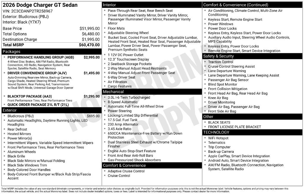 New 2026 Dodge Charger R/T w/ Performance Handling Group AWD/4WD image 9