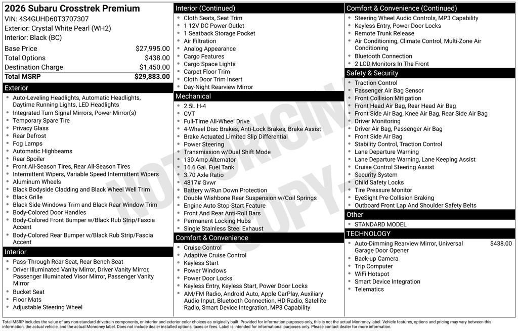 Certified 2026 Subaru Crosstrek 2.5i Premium AWD/4WD image 32