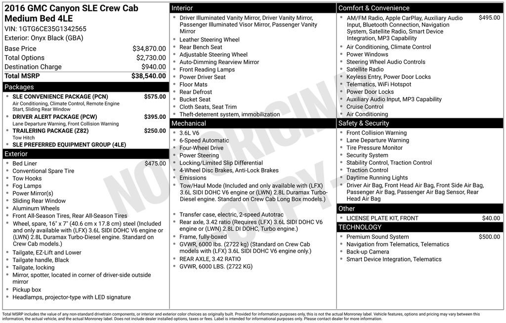 Used 2016 GMC Canyon SLE w/ SLE Convenience Package AWD/4WD image 14