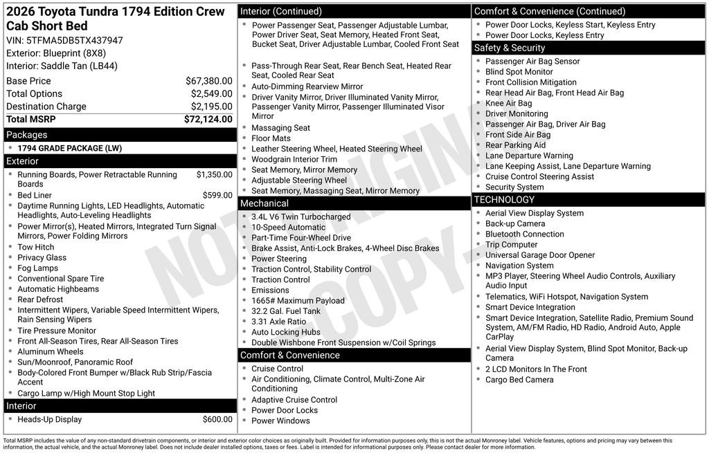 New 2026 Toyota Tundra 1794 Edition AWD/4WD image 4