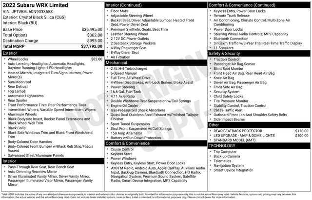 Used 2022 Subaru WRX Limited image 37
