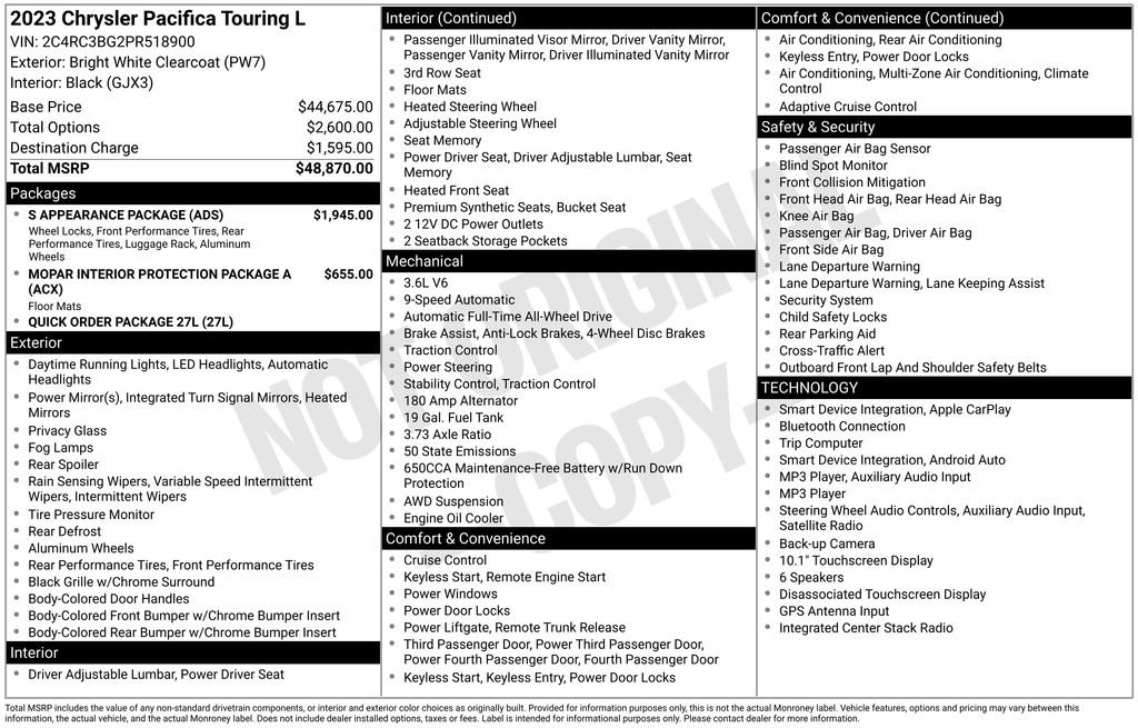 Used 2023 Chrysler Pacifica Touring-L w/ S Appearance Package AWD/4WD image 25