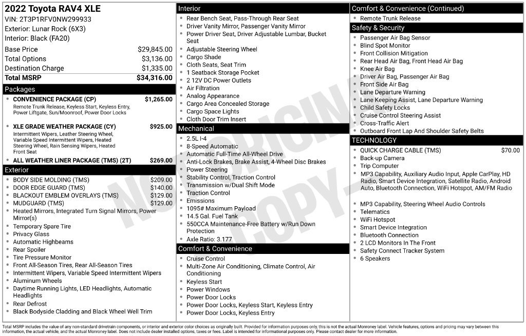 Used 2022 Toyota RAV4 XLE w/ Convenience Package AWD/4WD image 5