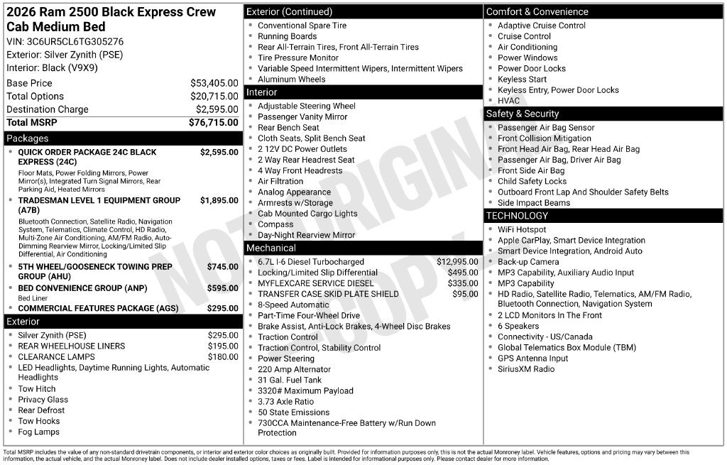 New 2026 RAM 2500 Tradesman AWD/4WD image 7