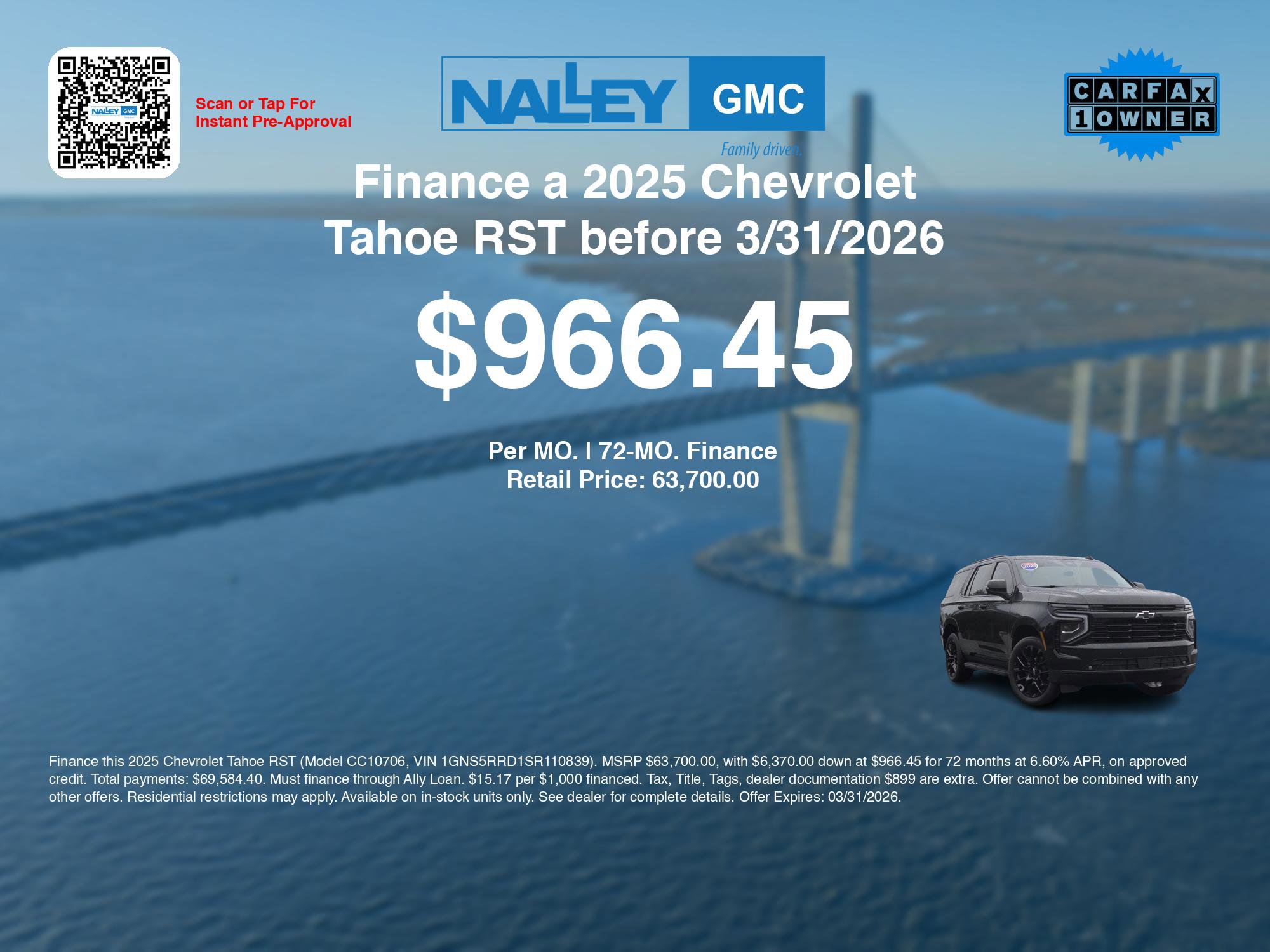 Used 2025 Chevrolet Tahoe RST w/ Comfort Package image 3