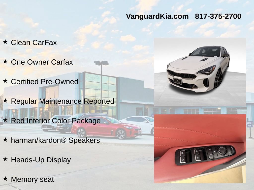 Certified 2022 Kia Stinger GT2 w/ Red Interior Color Package image 6