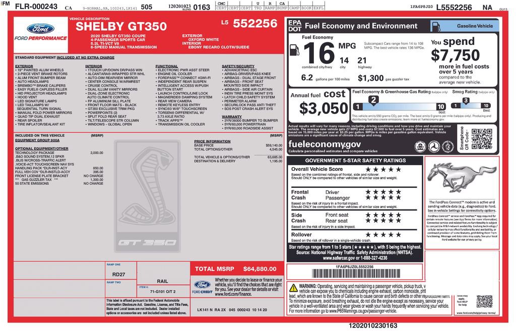 Used 2020 Ford Mustang Shelby GT350 w/ Technology Package image 26