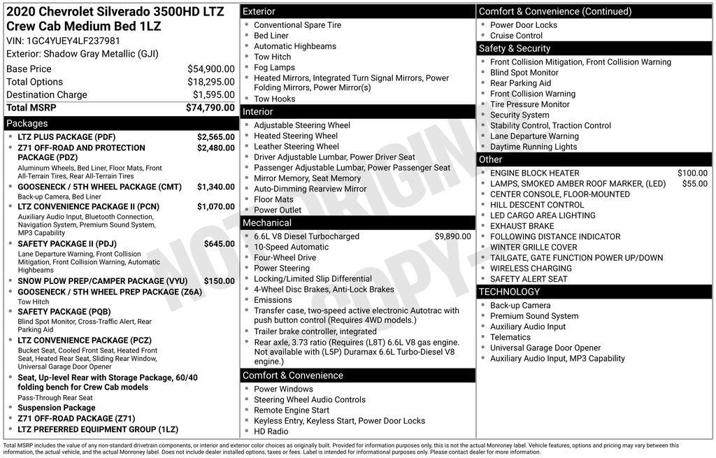 Used 2020 Chevrolet Silverado 3500 LTZ w/ LTZ Plus Package AWD/4WD image 6