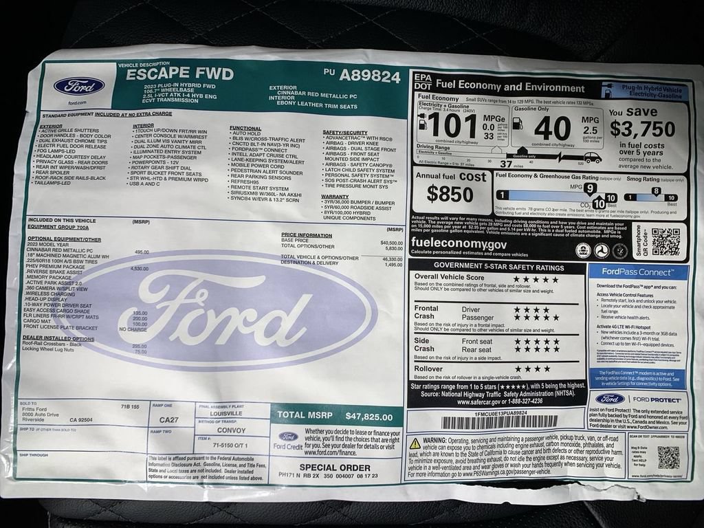 New 2023 Ford Escape SE w/ PHEV Premium Package FWD image 15