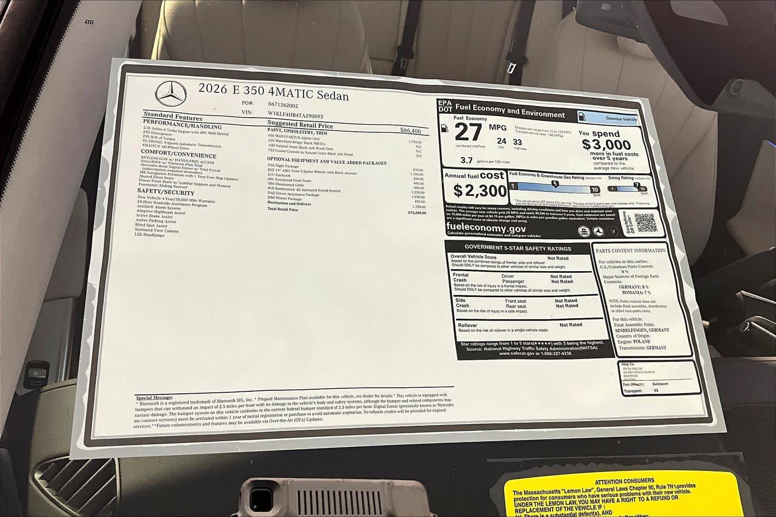 New 2026 Mercedes-Benz E 350 4MATIC Sedan image 18